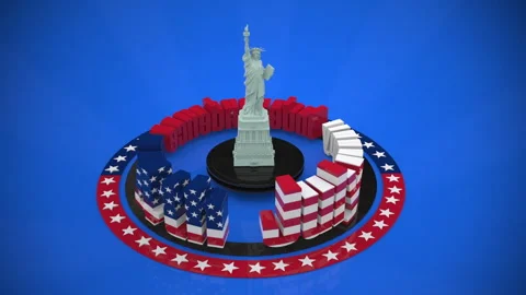 Independence Day Background spinning in a 3D animation Stock Footage 252000310