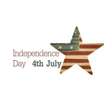 Independence day. composition from text and star symbol. raster illustration 스톡 일러스트