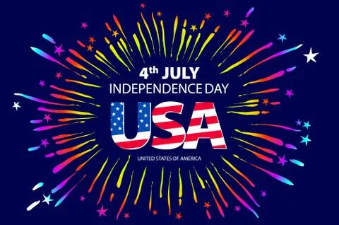 Independence day concept. 4th July independence day with fireworks backgrou.. Stock Illustration