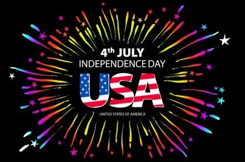 Independence day concept. 4th July independence day with fireworks backgrou.. Stock Illustration