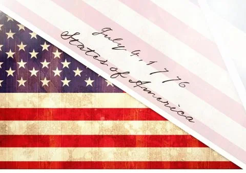 Independence Day declaration with USA flag Stock Photos
