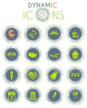 Independence day dynamic icons Stock Illustration