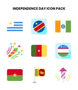 Independence Day Flat Bundle Icons Pack Stock Illustration