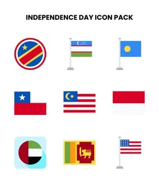 Independence Day Flat Collection Icons Pack Stock Illustration