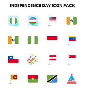 Independence Day Flat Design Icons Pack Stock Illustration