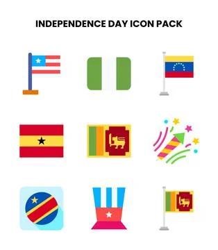 Independence Day Flat Graphics Icons Pack Stock Illustration