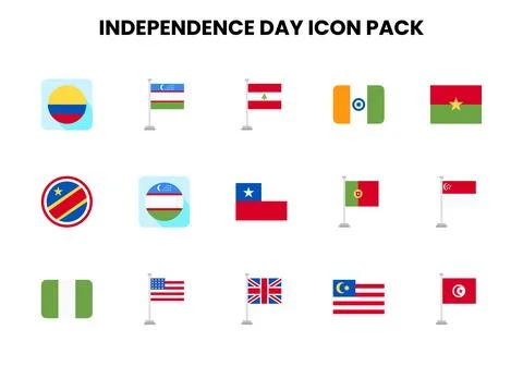 Independence Day Flat Set Icons Pack Stock Illustration