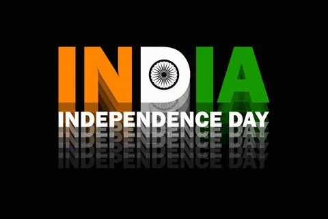 Independence Day of India. Beautiful creative text on a black background. Stock Illustration