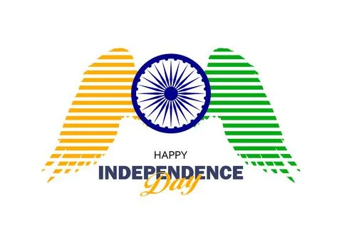 Independence Day of India. Text with wings painted in the national colors of Illustrazione stock