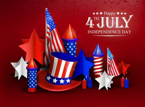Independence day - luxury vector background. 4th of july bright poster. 3d Illustrazione stock