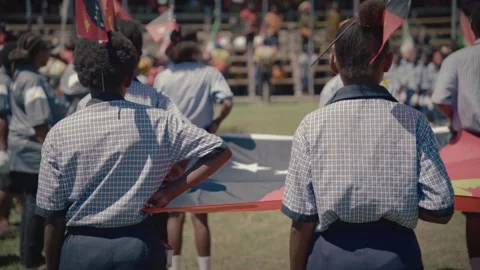 Independence Day Student Marching Parade in Papua New Guinea 스톡 동영상 332733320