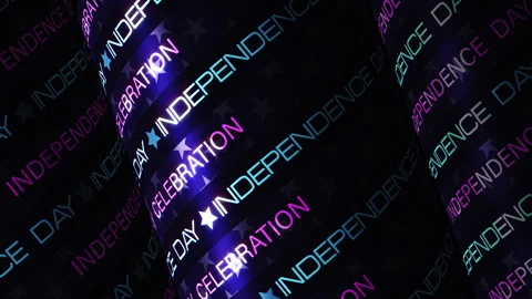 Independence Day text 3D on dark blue paper tube Stock Footage 316529133