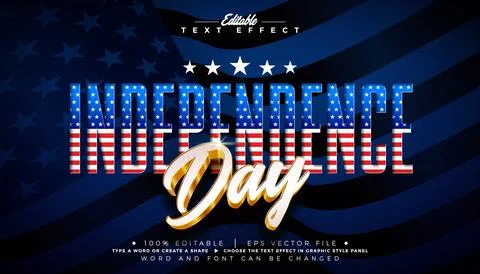 Independence Day Text Effect Design Editable Vector Graphic Style with Unit.. イラスト素材