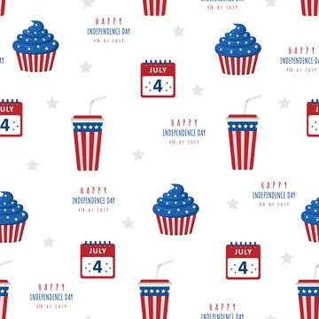 Independence Day of USA. Seamless pattern with festive elements. Holiday Stock Illustration