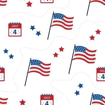 Independence Day of USA. Seamless pattern with flags. Holiday background for 4th 스톡 일러스트