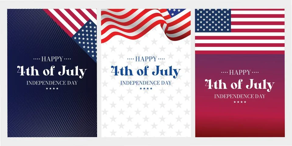 Independence Day Vector Flyer Template Set with American Flag Elements Illustrazione stock