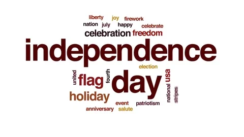Independence day word cloud, text design animation. Stock Footage 81046212