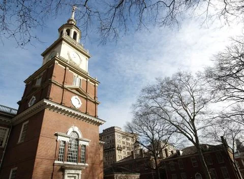 Independence hall clock tower Stock Photos