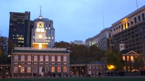 Independence Hall at Dusk Stock Footage 58472156