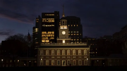 Independence Hall at Sunrise Vídeo Stock 83883032