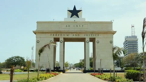 Independence Memorial Arch at Independence Square in the center of Accra Video stock 157626150
