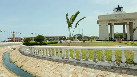 Independence Memorial Arch at Independence Square in the center of Accra Video stock 157626156