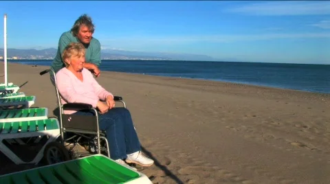 Independence with mobility aids Stock Footage 314687