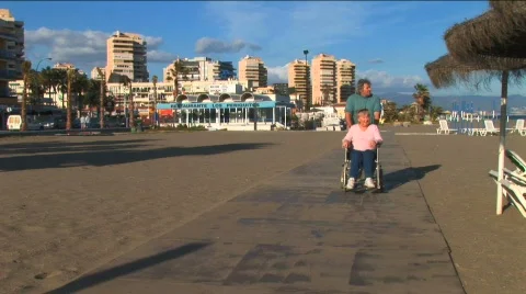Independence with mobility aids Stock Footage 314964