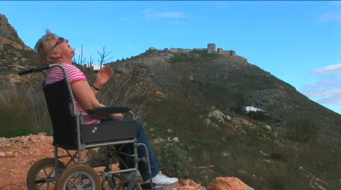 Independence with mobility aids Stock Footage 315658