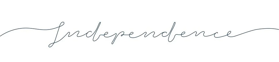 Independence one line, continuous line hand lettering quote, isolated 스톡 일러스트
