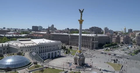Independence Square. Aerial view of the monument of independence. Center. Stock Footage 77928436
