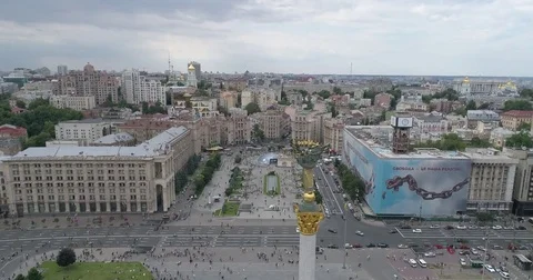 Independence Square. Aerial view of the monument of independence. Center. Stock Footage 77928545