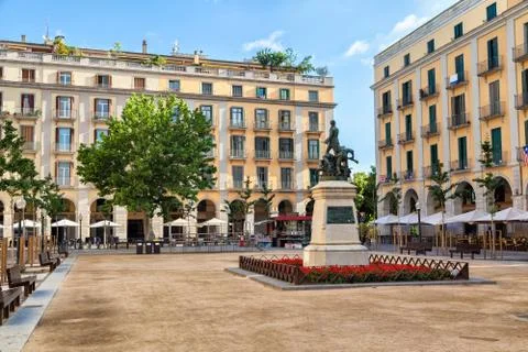 Independence Square in Girona Fotos Stock
