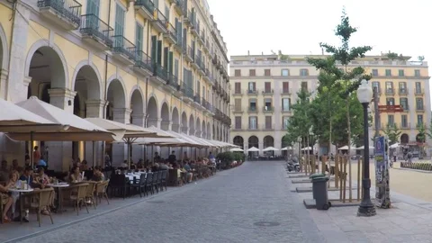 Independence Square. Girona, Spain. Stock Footage 79230180
