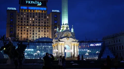 Independence Square at night, view on Independence Monument Stock Footage 71258456