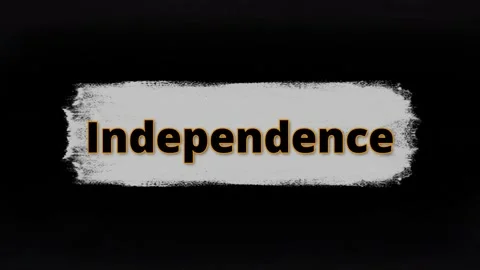Independence text animation with a brush stroke background on a black backdrop Stock Footage 345854227
