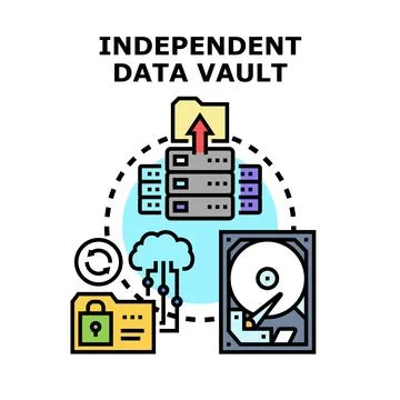 Independent data vault system storing secure information Stock Illustration