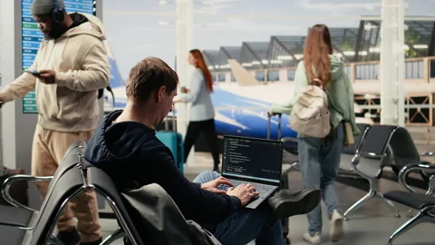 Independent developer, coding program, and reviewing binary data Stock Footage 333168008