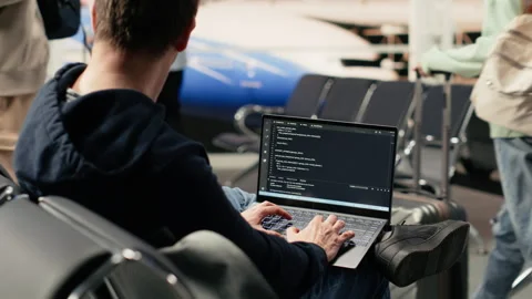 Independent developer, coding program, and reviewing binary data Stock Footage 333172259
