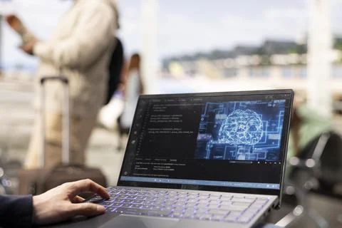 Independent developer programming artificial intelligence algorithms 写真素材