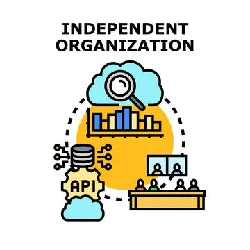 Independent organization managing data analytics with api integration conce.. Stock Illustration