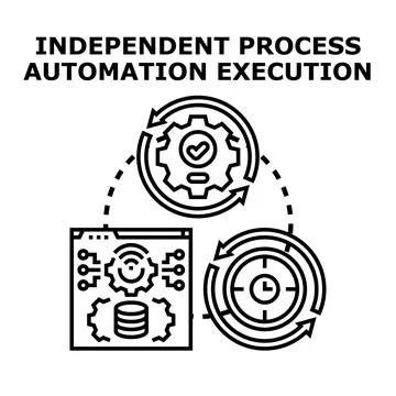 Independent process automation execution concept developing workflow Stock Illustration