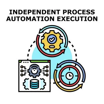 Independent process automation execution concept developing workflow 库存插图