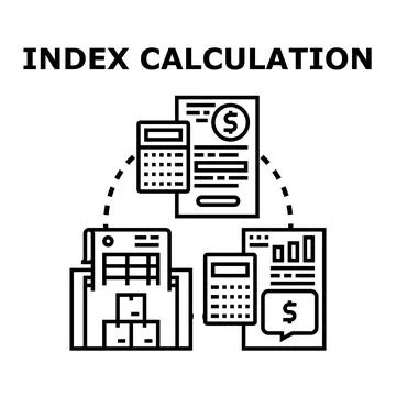 Index calculation financial data analysis accounting Stock Illustration