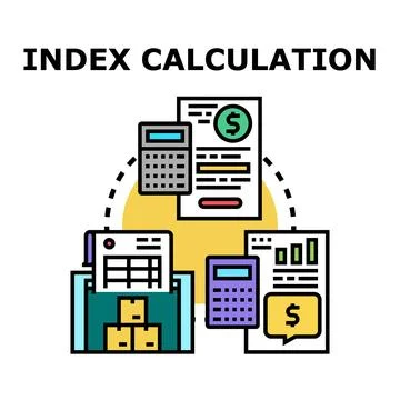 Index calculation financial data analysis accounting Stock Illustration