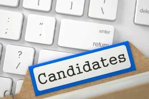 Index Card with Candidates. 3D Render Illustrazione stock