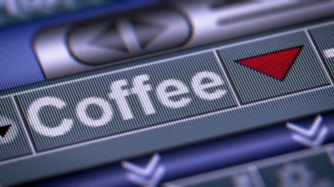 The Index of Coffee on The Screen. Down. Looping. Video stock 74622864
