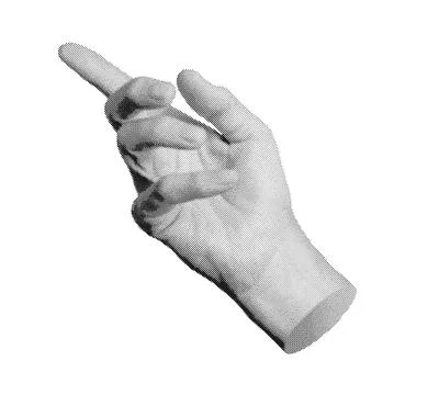 Index finger pointing, indicating. Pointer. Halftone old style vector isolate Stock Illustration