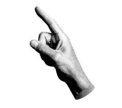 Index finger pointing, indicating, side view. Pointer forefinger. Halftone Stock Illustration