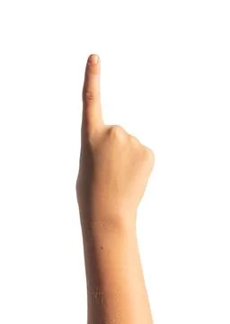 Index finger pointing up, kids pointer, childs forefinger showing, indicating Stock Photos